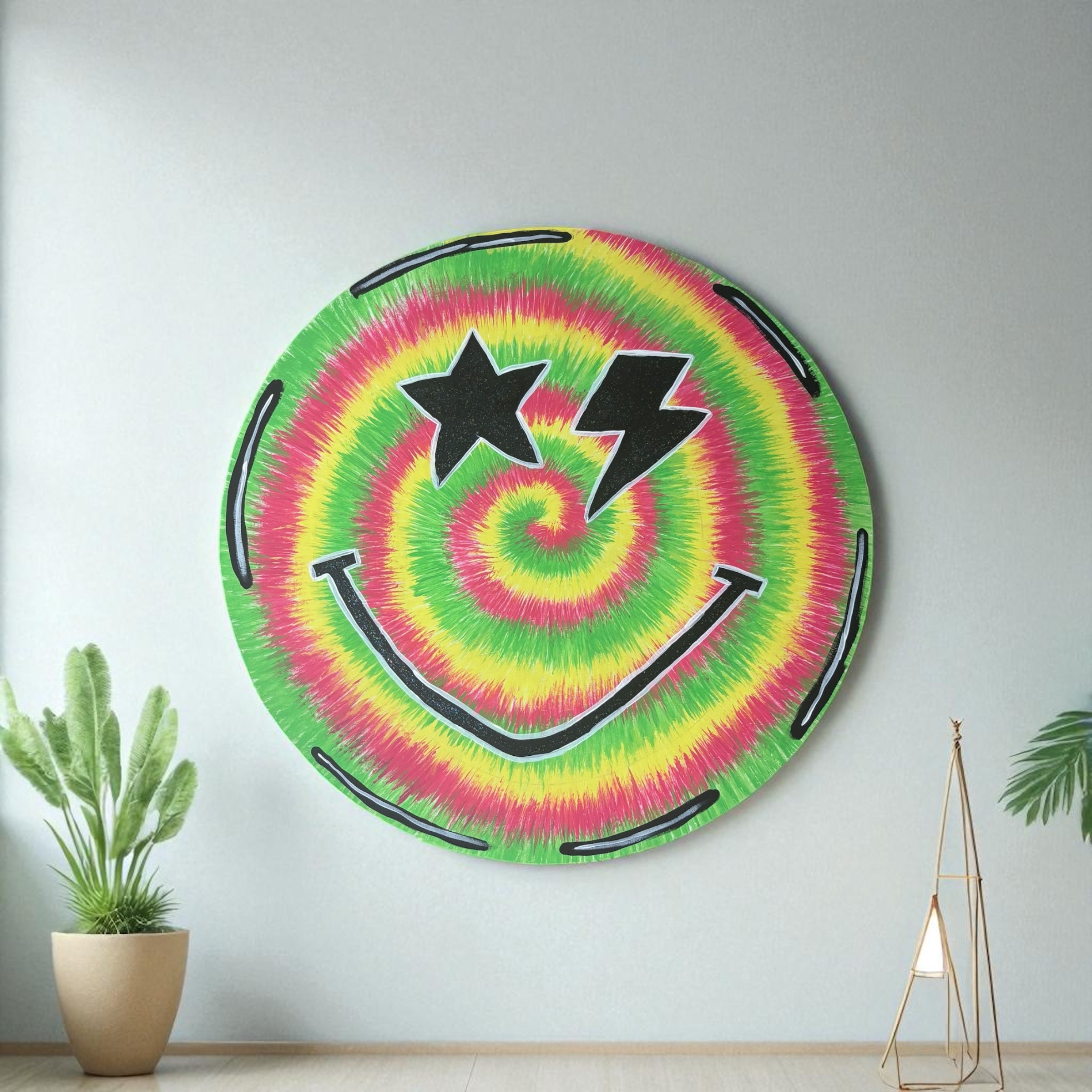 Tie Dye Smiley Face Door Hanger Wall Art